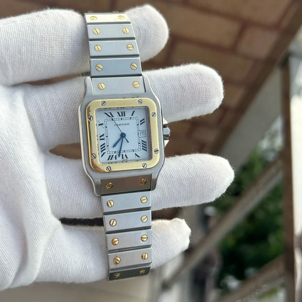 Cartier santos Carree 2961 Automatic two tone watch - Picture 11 of 15